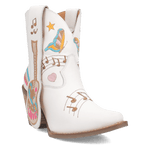 MELODY LEATHER BOOTIE - WHITE/WHITE Dingo Boot (DS)