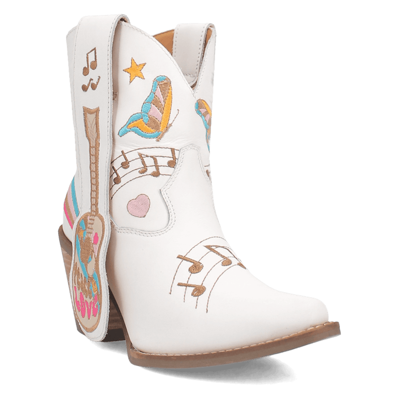 MELODY LEATHER BOOTIE - WHITE/WHITE Dingo Boot (DS)