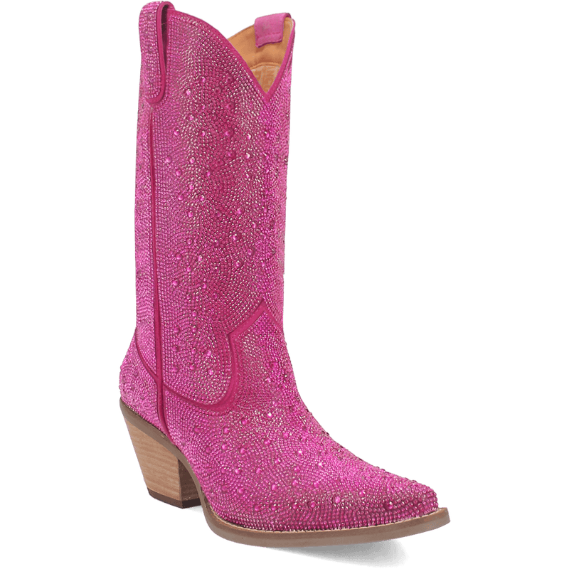 SILVER DOLLAR LEATHER BOOT - FUCHSIA/FUCHSIA Rhinestone Dingo Boot (DS)