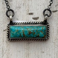 Dainty Kingman Turquoise Bar Genuine Sterling Silver Necklace1
