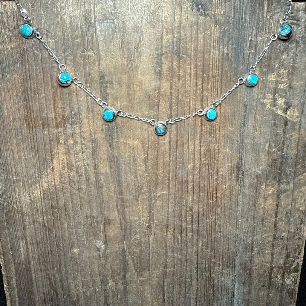 Dainty Kingman Turquoise Choker Genuine Necklace