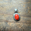 Dainty Red Coral with Sterling Silver Detail Genuine Pendant for Necklace