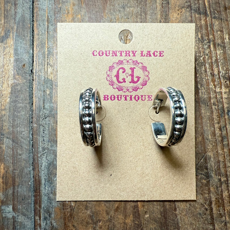 Dainty Sterling Silver Ball Detail Hoop Post Genuine Earring