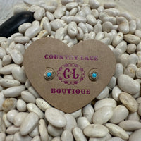 Dainty Turquoise with Detail Stud Post Genuine Earring