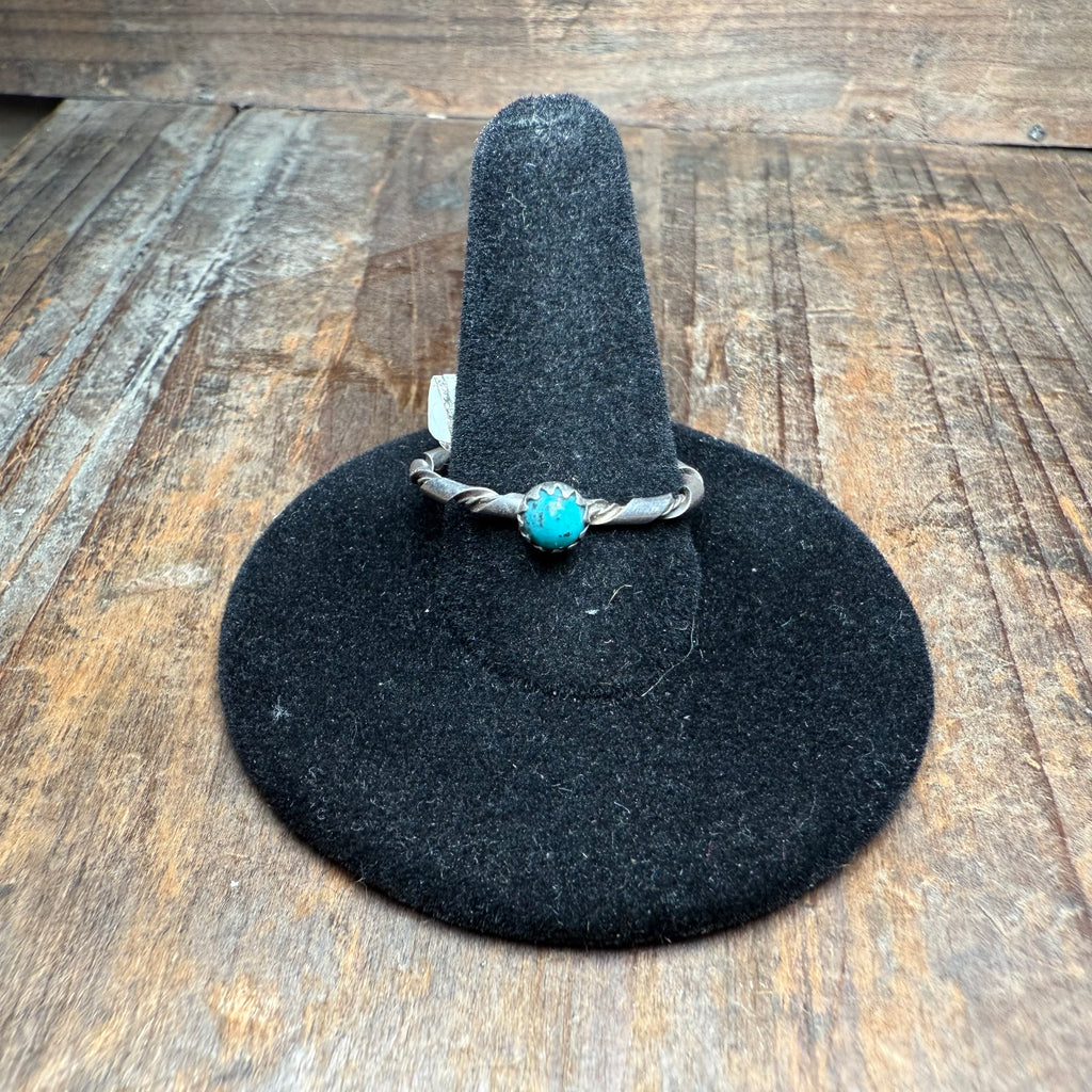 Dainty Twisted Turquoise Genuine Ring1