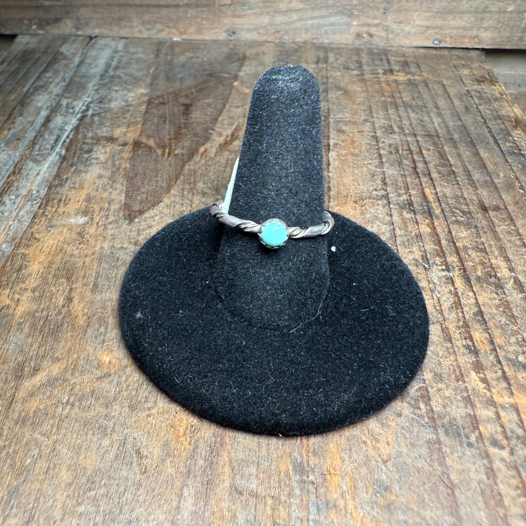 Dainty Twisted Turquoise Genuine Ring