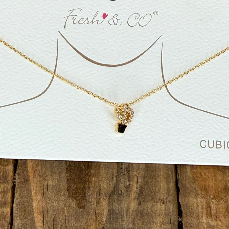 Dainty sparkly cactus gold fashion necklace