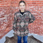 Dark Brown Rock & Roll Denim Boy's Henley Aztec Jacquard Youth Pullover