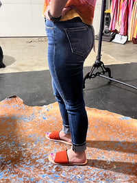 Dark High Rise Skinny Risen Jeans6