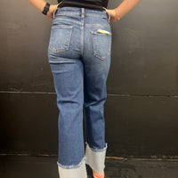 Dark Mid Rise Crop Wide-Wide Cuffed Risen Jeans1