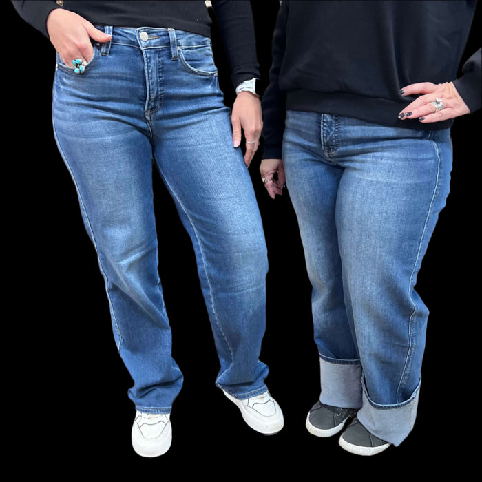 Dark Risen Trouser Leg Jeans 1