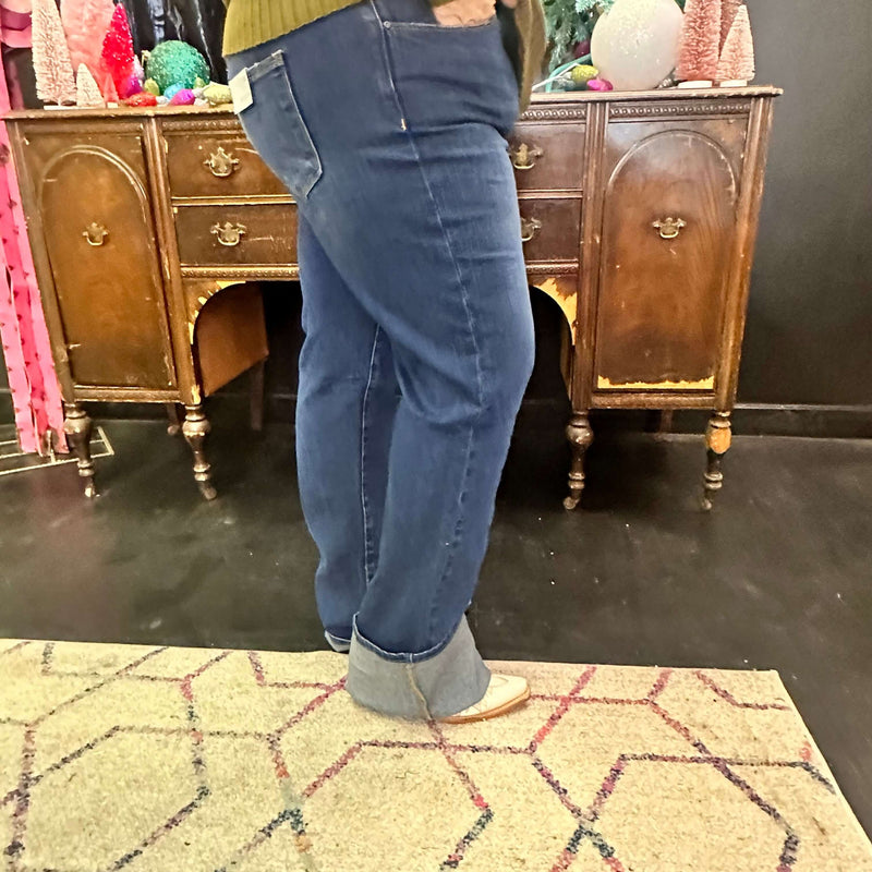 Dark Straight Long Risen Jeans2
