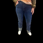 Dark Straight Long Risen Jeans