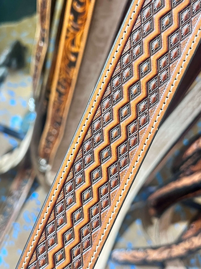 Diamond Justin Leather Tooled Belt 4