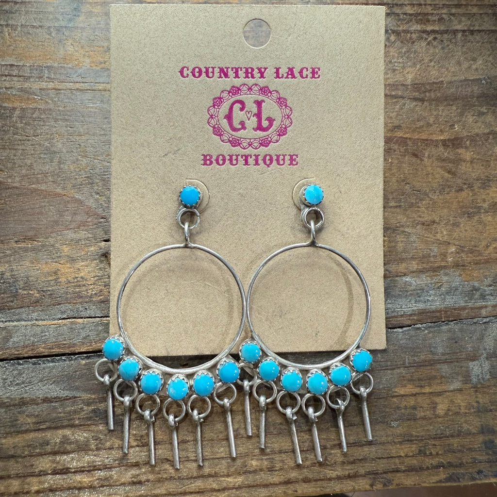 Dream Catcher Turquoise Genuine Earring