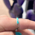 Dainty Single Row Turquoise Inlay Genuine Ring