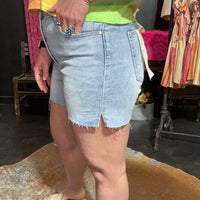 Risen Light Wash Denim Cut Off Shorts