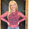 Rock & Roll Pink Quirky Conversational Mesh Long sleeve Top