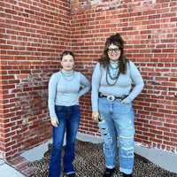 Light Grey Longsleeve Turtle Neck Top.