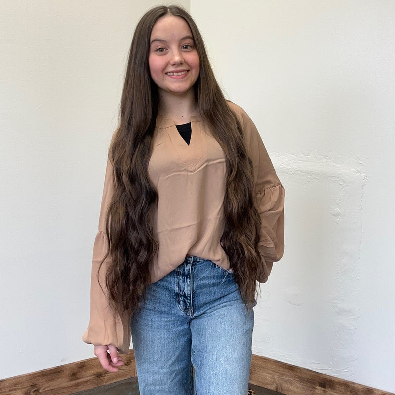 tanbubblesleevevnecktop