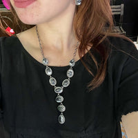White Buffalo Lariat Sterling Silver Necklace
