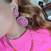 Giant Hot Pink Opal Cluster Post Stud Genuine Earring