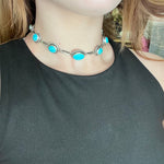 Kingman Turquoise Choker Genuine Necklace