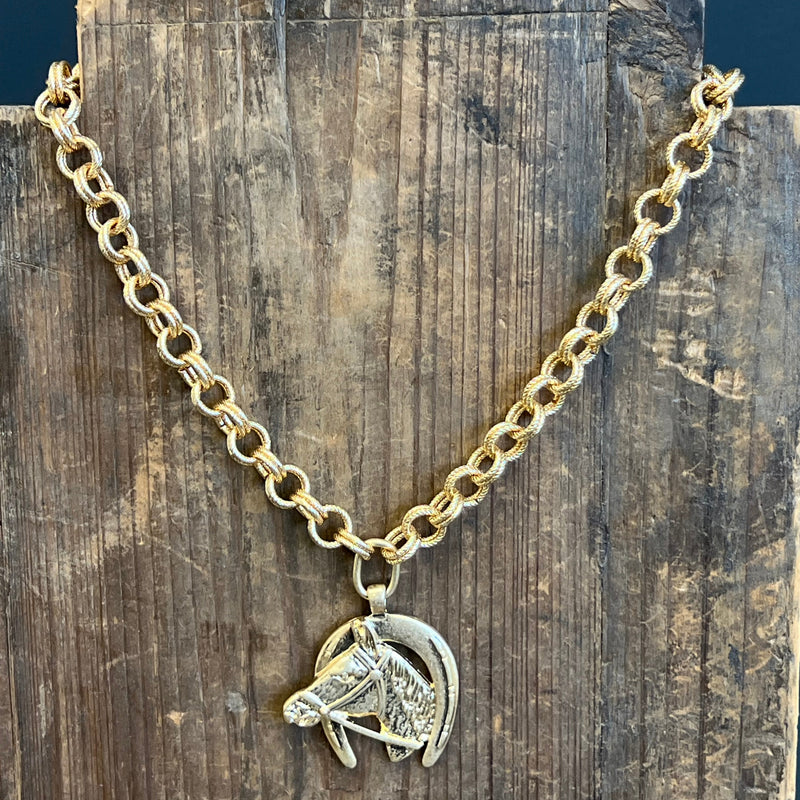 Gold Horse Fashion Necklace