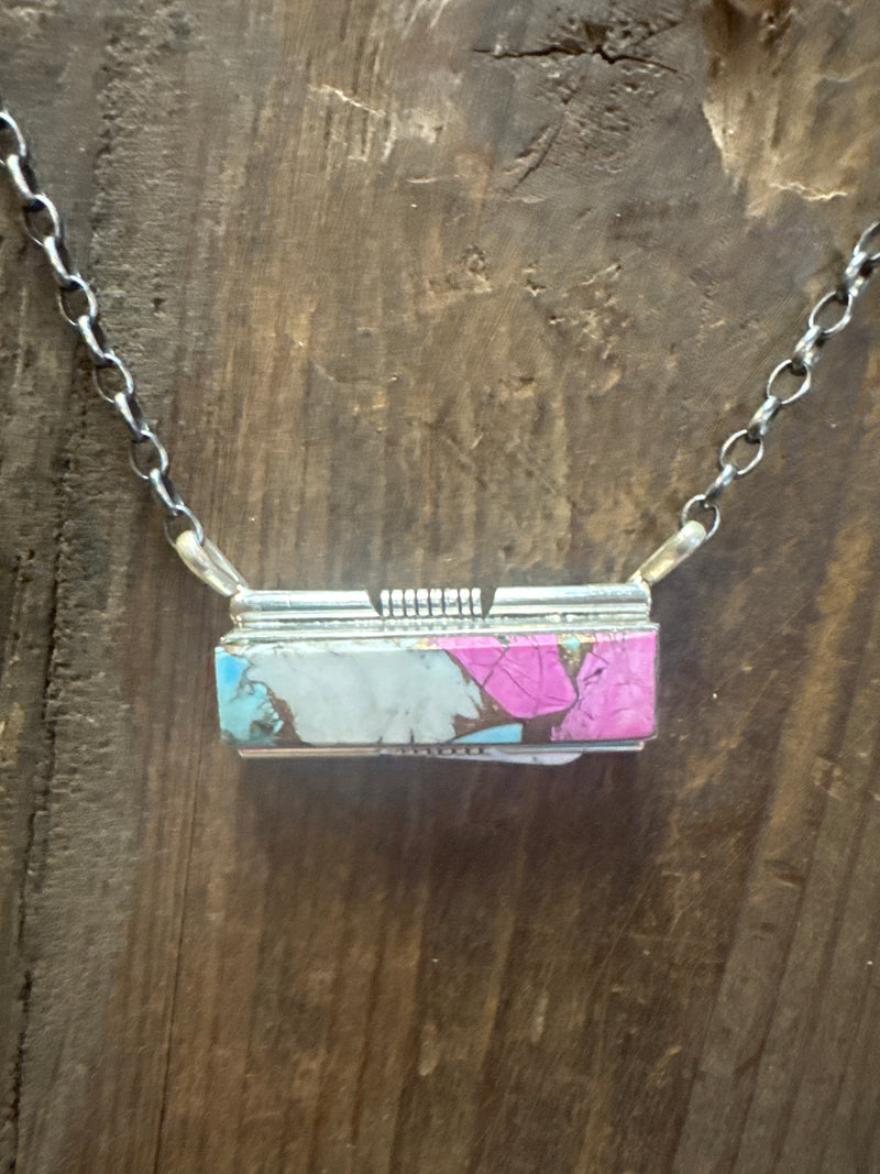Cotton Candy Bar Sterling Silver Necklace