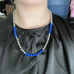 20 Inch 6mm Navajo Pearls with Blue Lapis Genuine Necklace