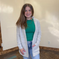 Super Soft Silver Grey Long Sleeve Sweater Cardigan