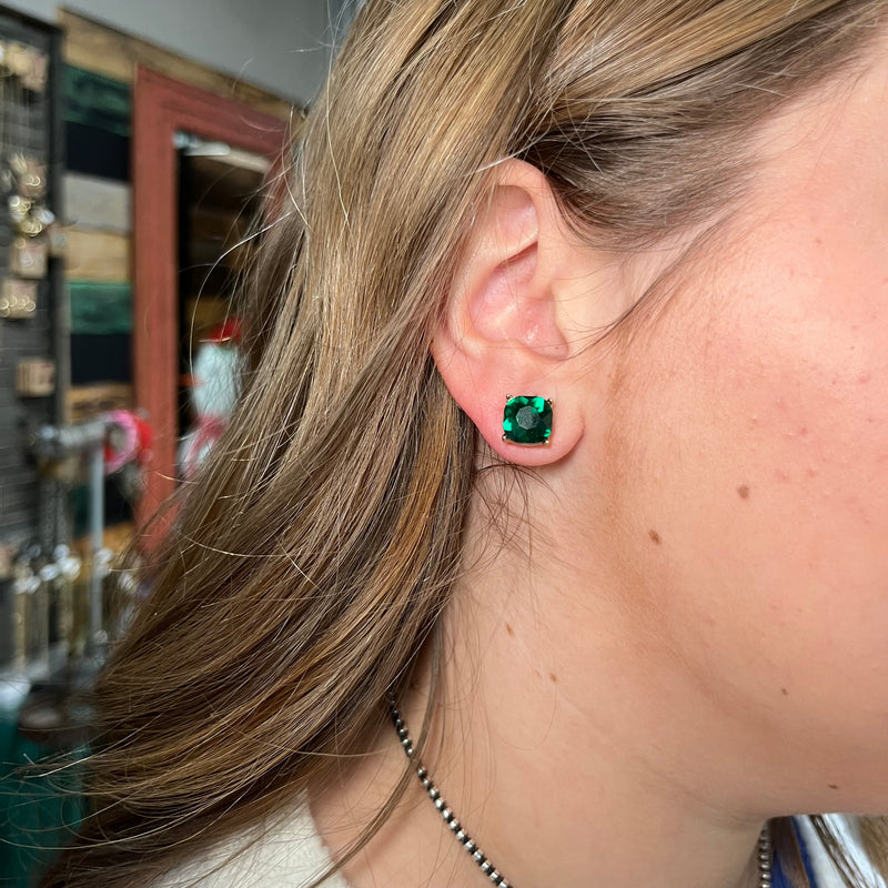 Little Green Crystal Stud Fashion Earring