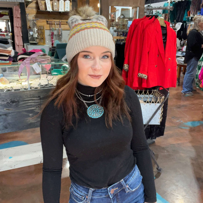 Beige Tribal CC Beanie