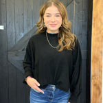 Black Super Soft Inside Out Crop Long Sleeve Sweater