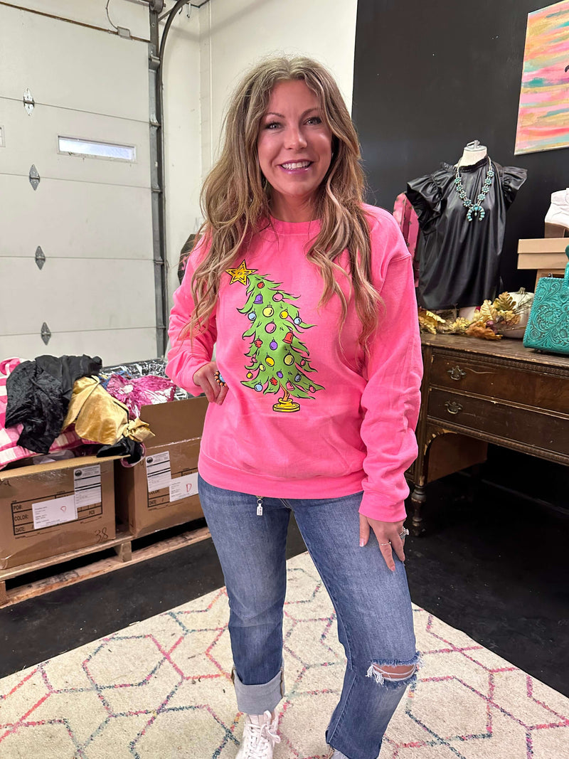 Pink Christmas Tree Sweatshirt