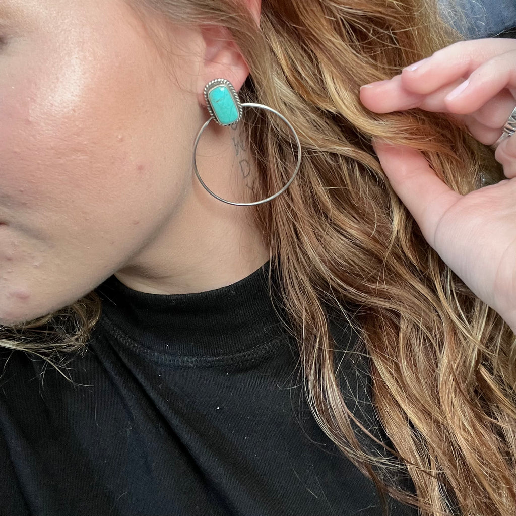 Minty Turquoise Hoop Genuine Earring