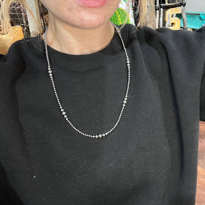 24 inch 3, 4, 5, & 6mm Navajo Pearl Genuine Necklace