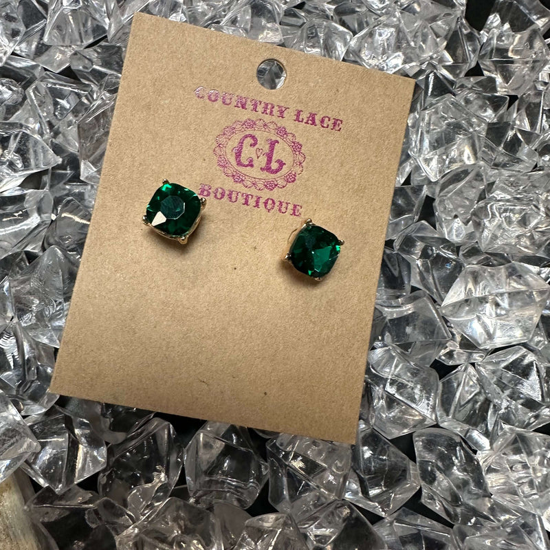 Little Green Crystal Stud Fashion Earring