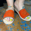 Orange & Black Boot Stitched Suede Agave Sky Sandal