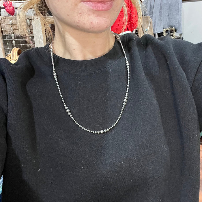 24 inch 3, 4, 5, & 6mm Navajo Pearl Genuine Necklace