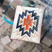 Orange and White Aztec Card Holder Wallet