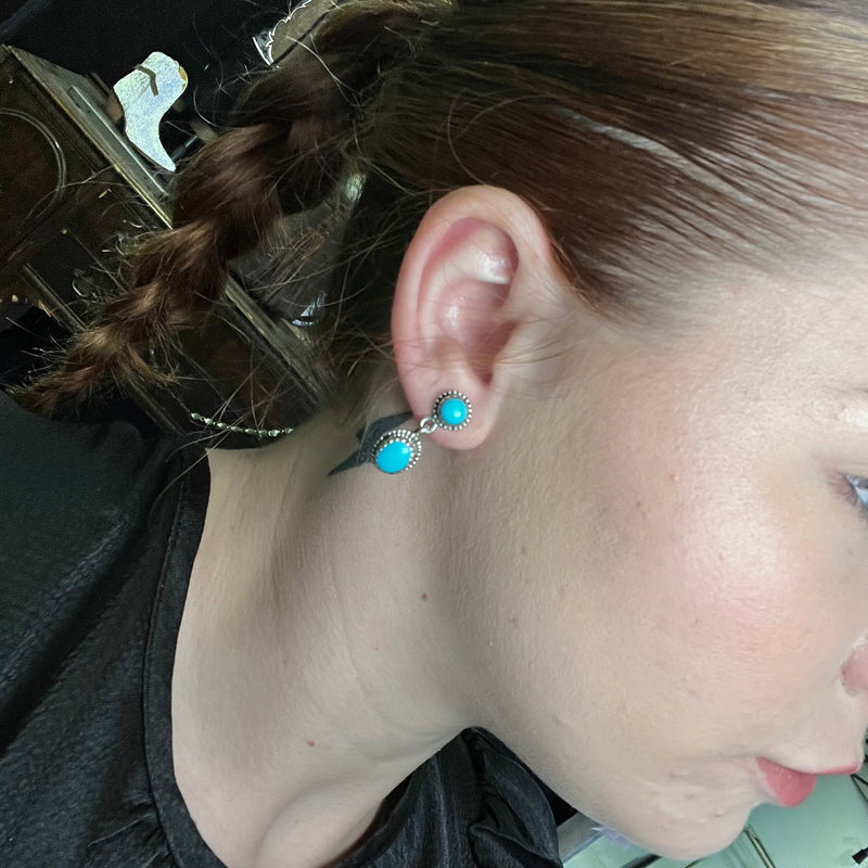 Dainty Turquoise Dangle with Post Genuine Earring