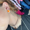 Orange Spiny With Sterling Silver Rope Detail Stud Genuine Earring