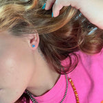 Little Iridescent Round Stud Sterling Silver Earring