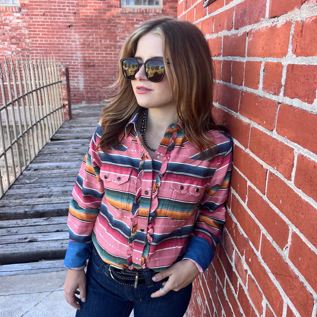 Rose Pink Serape Button Down Tasha Polizzi