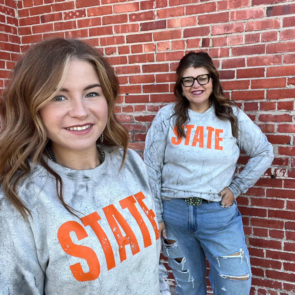 Grey Marble Orange STATE Comfot Color Sweatshirt.