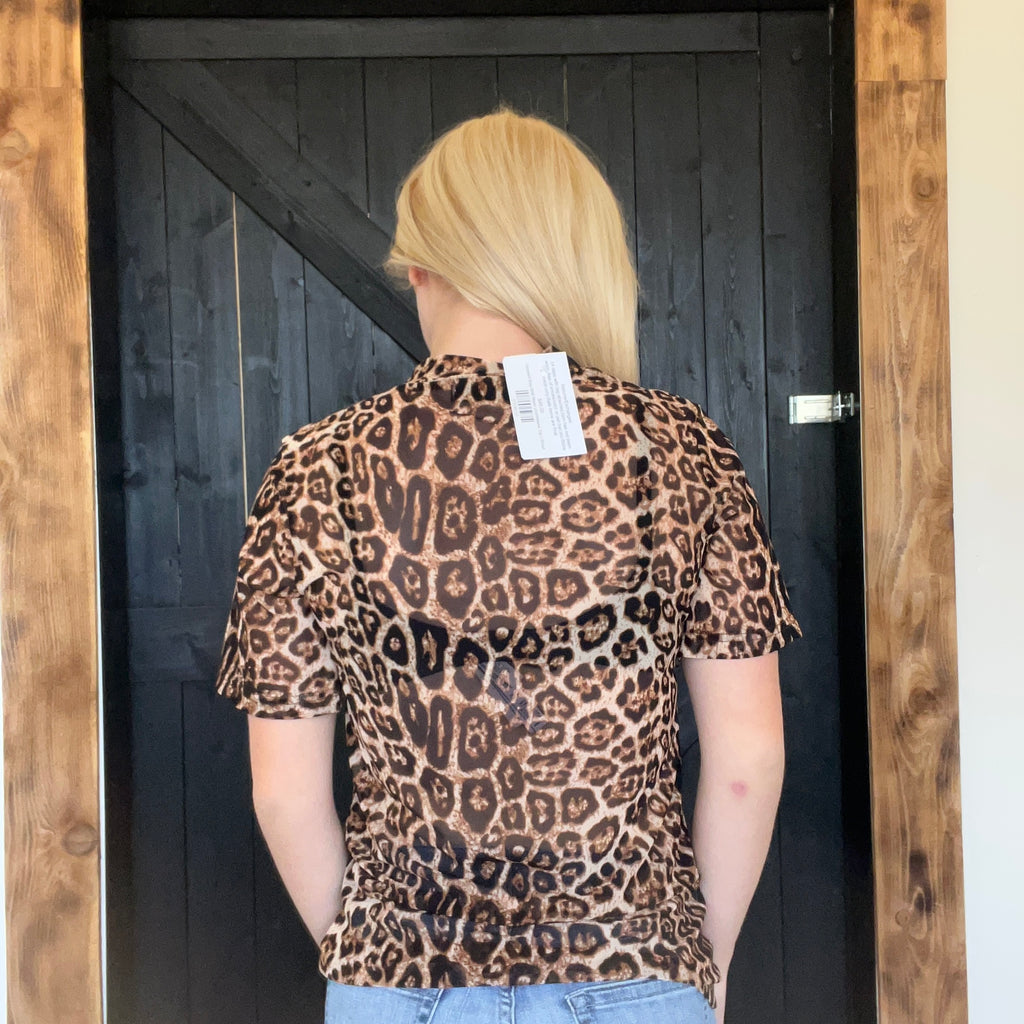 Leopard Stay Wild Mesh shortsleeve Top