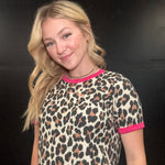 Leopard & Hot Pink Shortsleeve Top