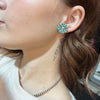 Round Turquoise Cluster Post Genuine Earring