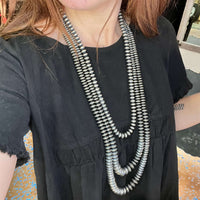 26 inch 9mm Saucer Sterling Silver Navajo Pearl Necklace